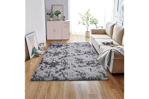 MARATIP Puszysty dywan do salonu, duży rozmiar, nowoczesny dywan do salonu, dla dziewcząt, miękki i puszysty dywan do sypialni (ciemnoszary, 120 x 160 cm)