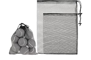 Thinp 2 Pcs Golf Ball Bags, Nylon Mesh Drawstring Bags for Pool Toys, Tennis (2 Size)