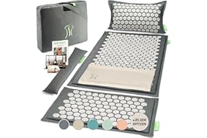 ‎BACKLAXX BACKLAXX ® Akupressurmatte mit Kissen, XL [+120% mehr Fläche], Tuch und Tasche, Akupunktur Matte mit Stacheln zur Massage und Entspannung von Nacken und Schulter, Massagematte Rücken