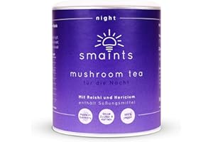 ‎SMAINTS smaints® Mushroom Tea | Beruhigender Gute-Nacht-Tee mit Baldrian, Reishi, Hericium, Melisse, Ashwagandha & Vitamin C | Natürliche Einschlafhilfe | Superfood Vitalpilz-Tee Einschlafhilfe