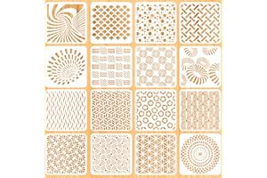 AIDERLOT 16Pcs Drawing Painting Stencils Set, Stencil for Crafts Reusable Painting Template Stencils, Plastic Painting Stencils for Painting on Wood, Furniture Wall Home Decor DIY Scrapbooking