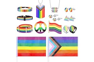 Kakonia Pride Set di gioielli LGBTQ Accessori Gay Pride Bracciali Pride Collane Pride Spille Pride Orecchini Arcobaleno Lesbiche Gay Bisessuali Trans LGBTQ Regali per uomini Donne