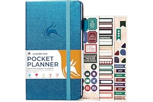 Clever Fox Planificador de bolsillo semanal – Planificador mensual sin fecha y calendario para aumentar la productividad, mini planificador perfecto para bolso, tamaño: 9,4 x 17 cm, comienza en