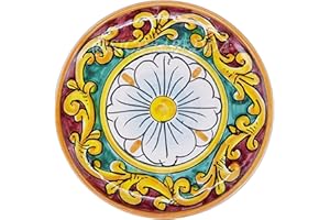 sicilia bedda - PIATTO IN CERAMICA SICILIANA con Decorazioni Maioliche - Articolo di Classe Dipinto a Mano (Fiore Barocco, Diametro 30 CM)