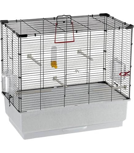 Vogelkäfig Verchromt Grau - 49x32x57,5 Cm Vogelheim Mit Zubehör