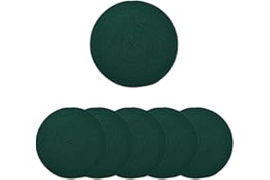 Encasa XO Placemats Set of 6 | Cotton Round Table Mat - 32 cm Diameter | Dark Green | Chargers for Dinner Plates - For Dining Table Fall Decoration, Holiday & Christmas Festivals