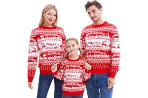 Giggling Getup Dopasowany rodzinny sweter bożonarodzeniowy, słodki świąteczny sweter z długim rękawem, czarny brzydki sweter bożonarodzeniowy