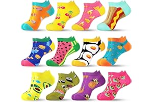 Jeasona 10/12 par zabawnych skarpet do sneakersów, damskie, 39-42, bawełniane, kolorowe skarpety damskie, 39-42, do sneakersów, kolorowe, krótkie skarpetki, damskie swobodne, fantazyjne zabawne