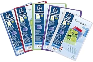 Exacompta - Réf. 5799E - 1 Protège-documents Kreacover Chromaline - 100 pochettes cristal lisse - 200 vues - pour A4 - dim 24 x 32 cm - couverture en polypro semi-rigide - 5 couleurs aléatoires