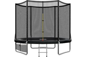 JUMMICO Trampolino Rotondo da Giardino 183/244/305/366/427 cm Trampolino Elastico per Adulti e Bambini Tappeto Elastico da Giardino di Diametro con Rete di Sicurezza, Scala e Barre Imbottite, Esterno