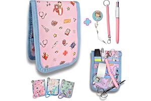 BASAMA ® Salvabolsillos Enfermeria +2 Porta Tijeras Enfermeria + Boligrafo de 4 Colores | Este Bolsillo Enfermera Organizador, es la Mejor Idea de Regalos para Enfermeras (Rosa Azul)