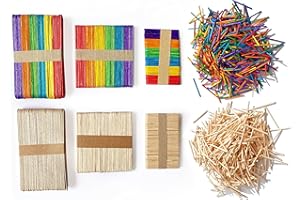 ZADAWERK® Palillos de madera - para trabajos manuales - coloridos & naturales - total aprox. 1500 piezas