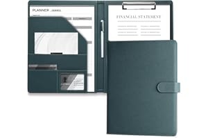 Mymazn Porte Documents A4, Document Porte Folio Pochette Porte Document Pu Cuir Porte Bloc A4 Range Documents Trieur Organiseur Portfolio Planchettes Porte-formulaires (Gris Vert)