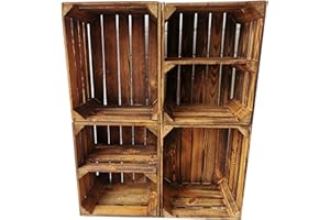 teramico Cagettes à fruits / bois flammées dans de nombreuses variantes – Idéal pour la construction de meubles ou pour le rangement – Très solide et stable