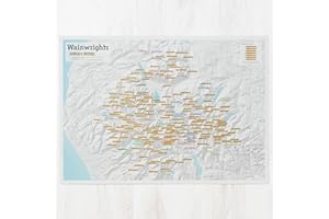 Maps International - Wainwright Summits Collect and Scratch Off Travel Map For Walkers - 59 x 42 cm