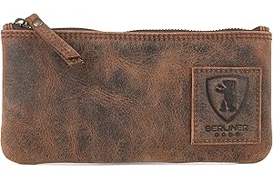 Berliner Bags Vintage Astuccio Penne, Portapenne Astuccio in Vera Pelle, Astuccetto Piccolo, per Matite e Accessori - Marrone