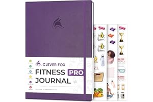 Clever Fox Fitness Journal PRO – Workout Planner with Meal Planner & Habit Tracker – Exercise Log Book – Fitness Planner, 6 Months (Purple)