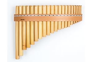 PLASCHKE INSTRUMENTS Flûte de Pan Plaschke avec ceinture en bois, fabriquée à la main dans le Tyrol du Sud, 20 tubes-Do