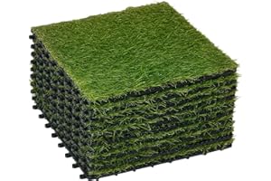 Outsunny Sztuczna trawa syntetyczna zestaw 10 płytek 30 x 30 cm grubość 3,5 cm do ułożenia zielony