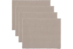 ‎LINUM LINUM Uni 4-er Pack Tischsets 35x46 cm, 100% Gerippte Baumwolle, Abwaschbar, Maulwurfbraun