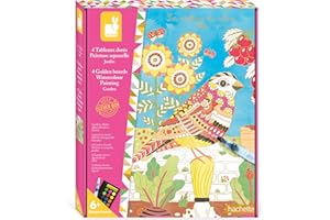 Janod - Coffret Peinture Aquarelle Animaux du Jardin - Les Ateliers du Calme - 4 Tableaux Avec Dorure - 6 ans, J07965
