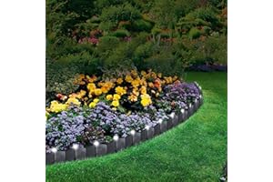 Parkland 24 Pack Solar Powered White LED Light Up Hammer In Garden Lawn Edging Interlocking Plant Border Landscape Decorative Flower Bed Patio Driveway Walkways