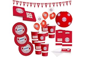 FC Bayern München Set per feste · XXL per feste di calcio, 58 pezzi, accessori per feste, decorazione per feste di calcio e compleanno