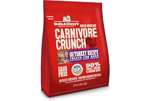 Stella & Chewy's Freeze-Dry Carnívore Crunch Cage-Free Turquía Receta Sin Granos para Perros, Bolsa de 3.5 onzas