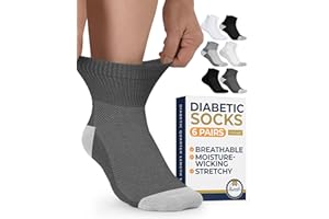 Pembrook Ankle Diabetic Socks for Women & Men | 6 Pairs | Wide Non Binding Socks Quarter Length | Edema Neuropathy Socks