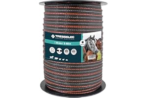 TRESSELEC - Ruban ZZ 20mm - Clôture électrique pour animaux (vache, chèvre, mouton, cheval) - Bobine de 400m - 5 fils inox diamètre 0,20mm et 1 fil cuivre diamètre 0,30mm