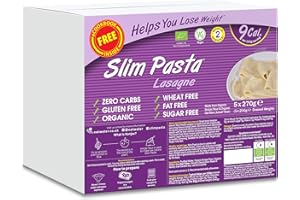 Slim Pasta Lasagne Sheets (Enviro Pack of 5 x 270g) Organic Konjac Flour & Oats Shirataki Pasta, Zero Carb, Low Calorie, Gluten, Fat & Sugar Free, Vegan High Fibre Ready to Eat, Keto Diet Friendly