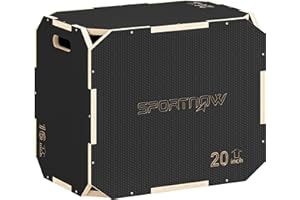 SPORTNOW Cajón Pliométrico de Madera 3 en 1, Plataforma de Caja Pliométrica con 3 Alturas Diferentes, Asas, sin Esquinas, Entrenamiento de Salto, Fuerza, para Casa, Gimnasio y Exterior