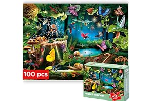 Pussel 100 Bitar Barn - Pussel Från 4 5 6 År | Leksak för att Lära sig om Skalbaggar - Spelpresent för Flickor och Pojkar 7 8