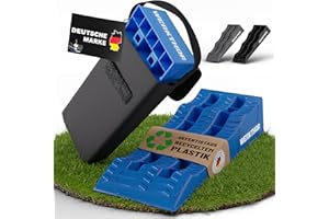 WERKTHOR Cales pour Camping-Car (Bleu) - [Jeu de 2] Cales Stables pour Caravanes et Camping-Cars | Cales pour Camping-Car pour Une Mise à Niveau Sûre [<3t] - pour Toute Surface - Sac Inclus