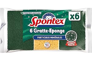 SPONTEX - Gratte-Eponge Aluminum - 6 éponges avec une partie grattante en particules d'aluminium - Efficacité renforcée