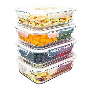 Confezione 6 Contenitori ermetici rettangolari grandi per alimenti 10