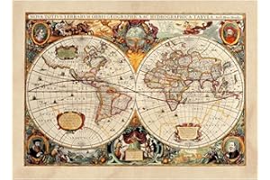 CONKREA Poster/Tela Canvas - Antica Mappa 1646 Mondo World Cartina Geografica Mondo - Arredamento - 50x70cm - Tela Canvas