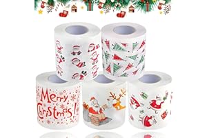 SHENGRUILI Lot de 5 rouleaux de papier toilette sur le thème de Noë Papier toilette imprimé Père Noël pour décoration de Noël, décoration de fête, cadeaux