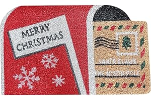 Comart - Zerbino Christmas - 40x70 cm - in Cocco - Sagomato con Disegni Natalizi – Tappeto per Ingresso Esterno o Interno - Antiscivolo - Decorazione per le Feste - Regalo per la Casa – Mail Polo Nord