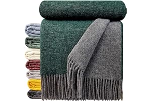 ‎STTS INTERNATIONAL STTS International Wolldecke 100% Schurwolle Wohndecke in versch. Farben 140 x 200 cm Tagesdecke Schurwolldecke Woll-Plaid Tirol (Grau-Grün (Double face), 140 x 200 cm)