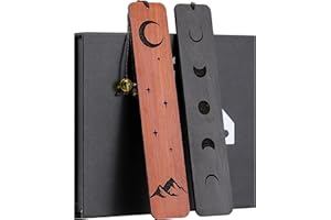 Marcapáginas, HOMEMARS Mountain Moon Marcapáginas de madera, 2 piezas Juegao de marcadores, Marcapáginas de madera hecho a mano, Caja de regalo, Regalos para hombres Cumpleaños, Regalos de Navidad