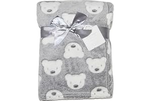 SNUGGLE BABY Baby Boy Girl Unisex Soft Fleece Wrap Blanket Pram Cot Crib Moses Basket Grey Teddy