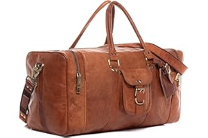 SID & VAIN Sac de Voyage Landon Cuir véritable |fourre-Tout Besace Week-End Vacances 50 cm Marron |Sac Sport Bagages Cabine à Main Fait à la Main