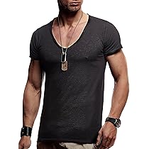 Leif Nelson Herren T-Shirt Slim Fit | 100% Baumwolle Basic Shirt | Bequem & Atmungsaktiv Für Alltag & Freizeit