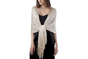 DiaryLook Stola scialle donna mantella elegante, coprispalle argento, stola oro elegante foulard con frange vintage disponibile In diversi colori per Matrimoni Cerimonia Sposa Festa