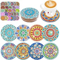 Diamond Painting Untersetzer DIY Set – 8 Stück, 10 Cm, Mit Mandala-Motiven & Halter, Für Tassen & Deko