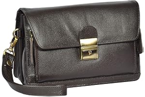 HOUSE OF LEATHER Mens Leather Wrist Bag Mobile Travel Cab Money Organiser Pouch HOL584 Brown