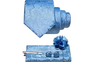 JEMYGINS Paisley-slips för män med näsduk slipsklämma blombrosch och manschettknappar set