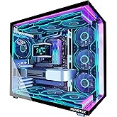 MUSETEX Y6 PC Case, with 7 Pre-Installed Infinity Mirror PWM ARGB Fans, ATX Mid-Tower Computer Case, Type-C Gaming PC Case, 2