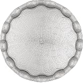 Alisveristime Osmanlı Motifli Metal Servis Tepsisi &ndash; 34,5 cm (13.6 in&ccedil;) &ndash; Kahve ve &Ccedil;ay Sunum Tepsisi &ndash; 5 Renk Se&ccedil;eneği (G&uuml;m&uuml;ş
